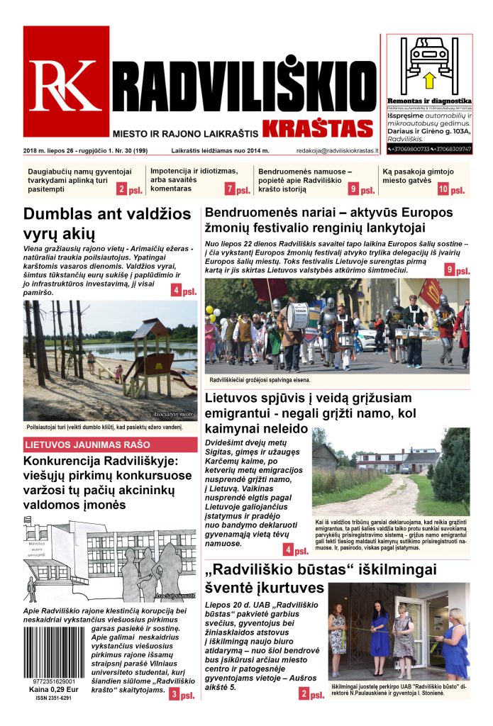 Savaitraščio "Radviliškio kraštas" naujas numeris