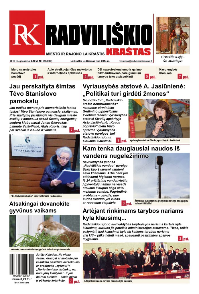 Naujas savaitraščio "Radviliškio kraštas" numeris jau prekyboje