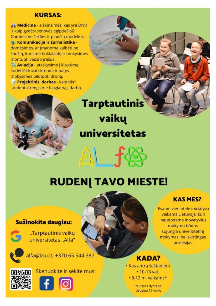 Nuo šio rudens tarptautinis ALFA vaikų universitetas jau Radviliškyje!