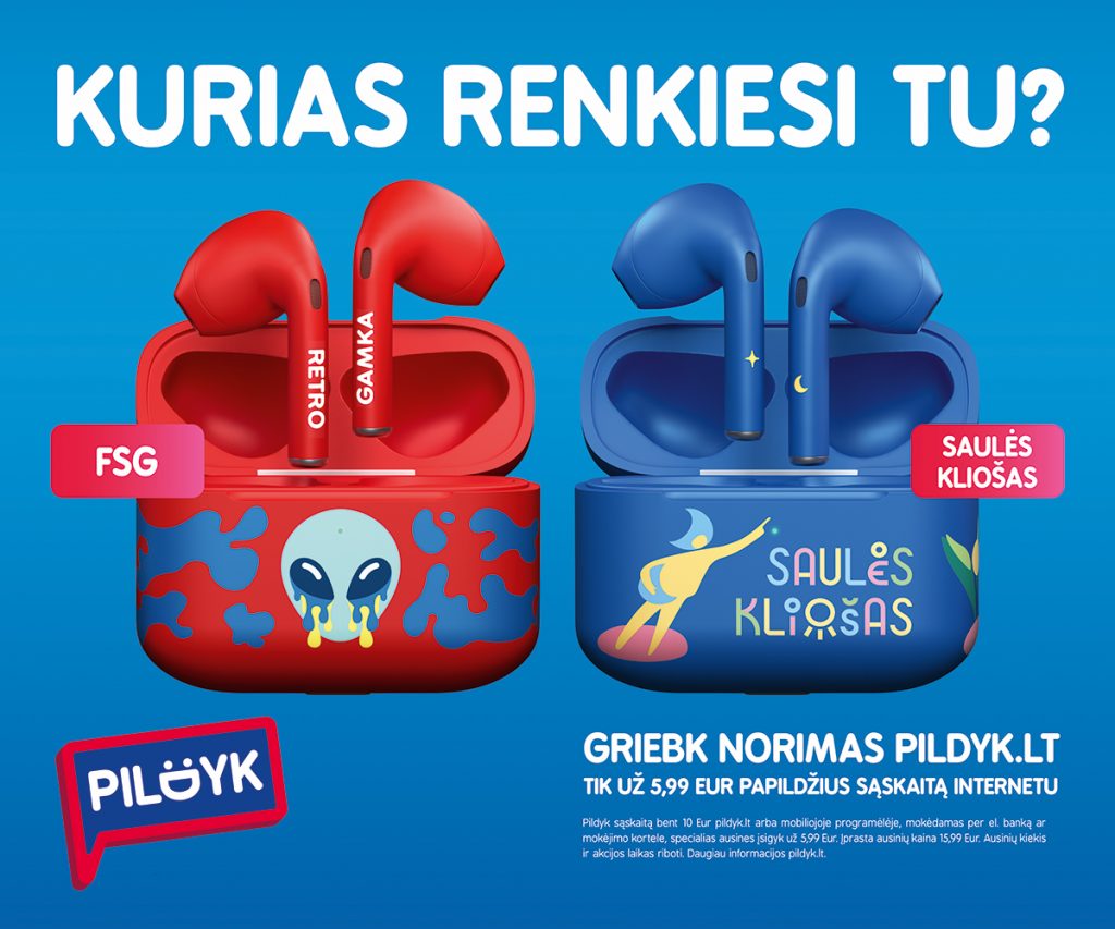 Išskirtinis „Pildyk“ pasiūlymas „Saulės kliošo“ ir „FSG“ gerbėjams – riboto leidimo ausinės vos už 5,99 Eur